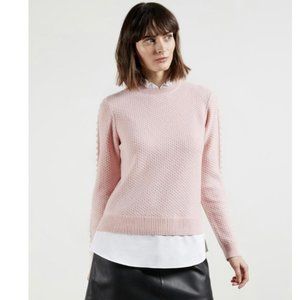 Ted Baker London Teaggan Frill Detail Mockable Sweater In Dusky Pink